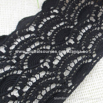 Solubility lace with cotton thread;Chemical lace soft;Black color;Available color and quantityNew